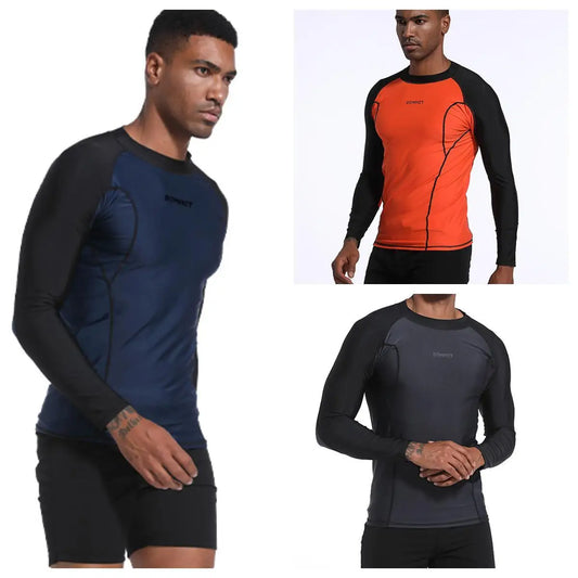 HOT Men Swimsuit Swimming T-shirt Beach UV Protection Swimwear Rash Guard Long Sleeve Surfing Diving Swimsuit Surf T-shirt 6XL