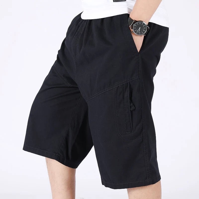 Loose Casual Men Cargo Shorts Summer Pants Elastic Waist Large Size Outdoor Jogging Sweatpants Trend Multi Pockets Short Pants