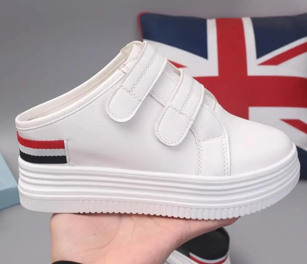 Summer White Korean Version of The Thick-soled Women's Vulcanized Shoes Fashion Mesh Breathable Non-slip Baotou Slippers 34-40