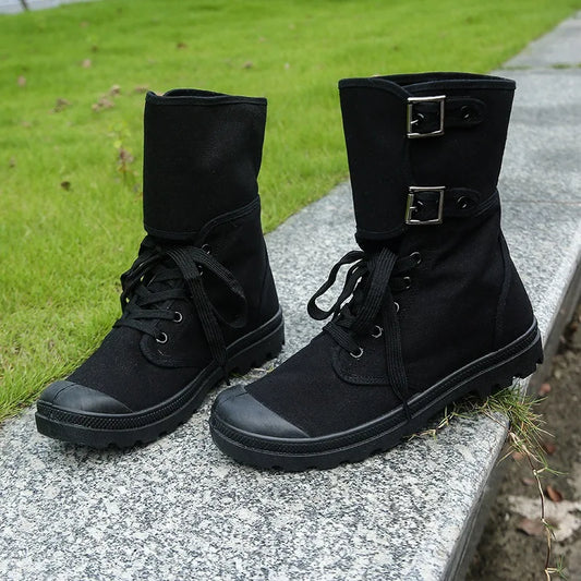 Men's High-top Canvas Boots Breathable Casual Boot Outdoor Desert Boots Non Slip Hiking Boots for Men New Sneakers Botas Hombre