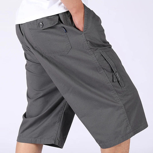 Loose Casual Men Cargo Shorts Summer Pants Elastic Waist Large Size Outdoor Jogging Sweatpants Trend Multi Pockets Short Pants