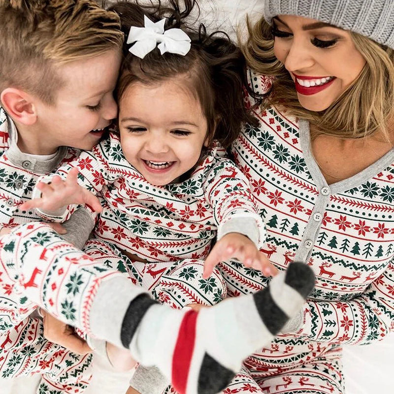 2026 New Year's Costumes Cartoon All Over Print Family Christmas Pajamas Couples Kids Matching Clothing Set Xmas Look Sleepwear