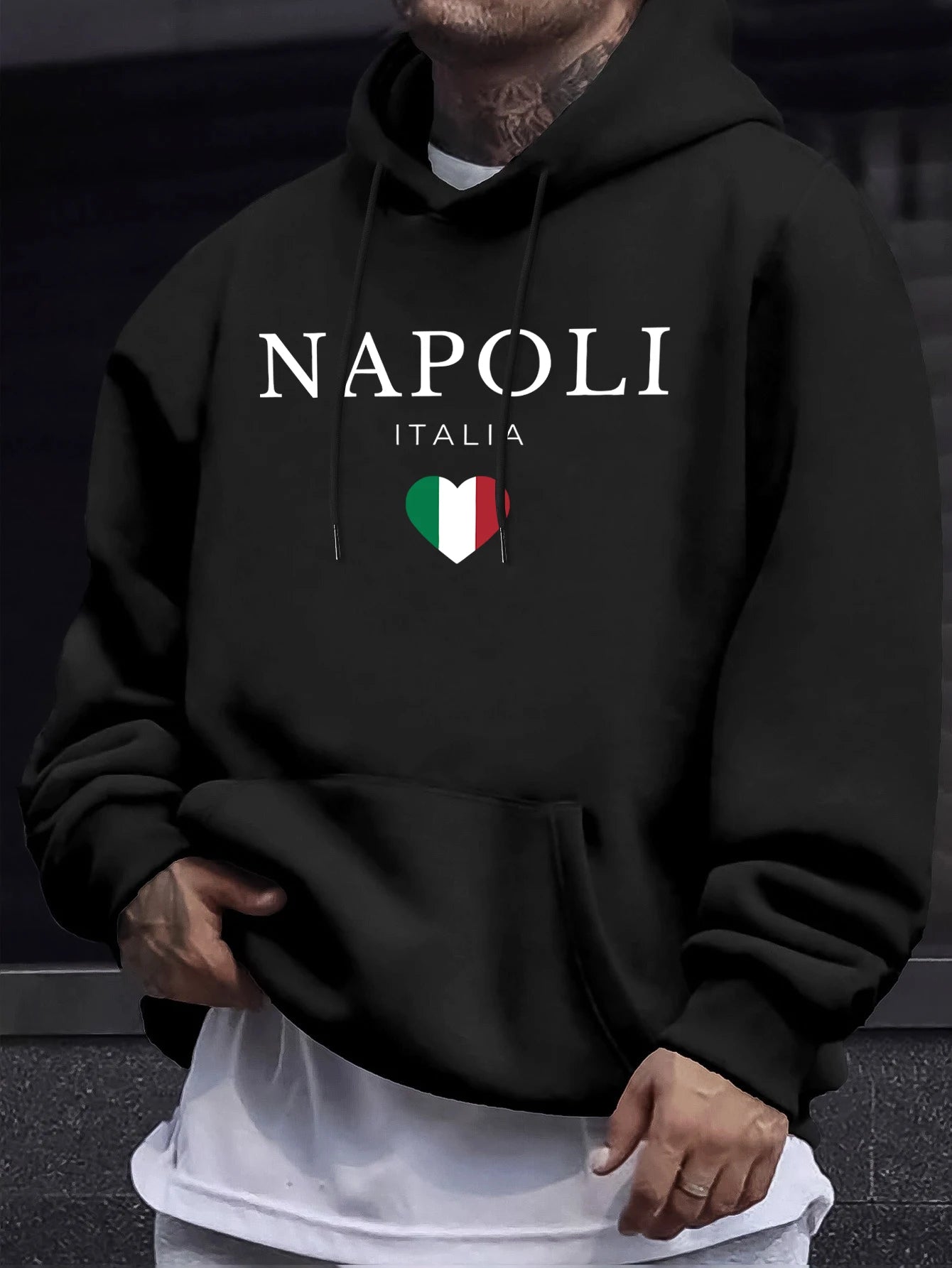 Napoli Italia Letter And Flag Print 12 Color Top Man'S Autumn Casual Pullovers Street Warm Sweatshirt All-Match Commute Hoodie