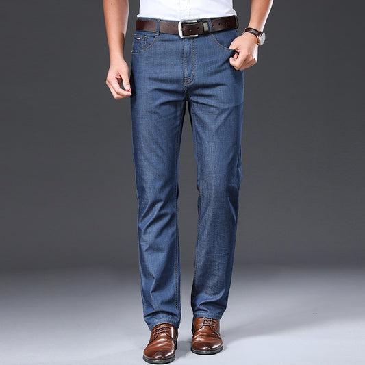 BROWON Brand 2022 Men Jeans Summer Thin Breathable Soft Mid Straight Regular Men's Jeans Trousers Vintage Mens Clothing