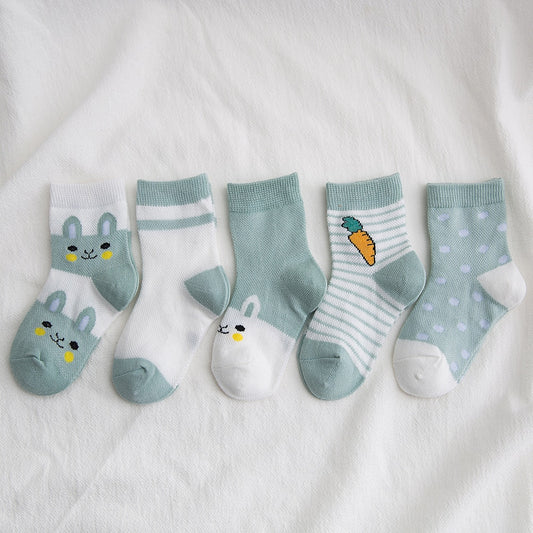 5Pairs/lot 0-2Y Baby Socks Summer Cotton Cartoon Animal Kids Socks Carrot Girls Mesh Cute Newborn Boy Toddler Socks Baby