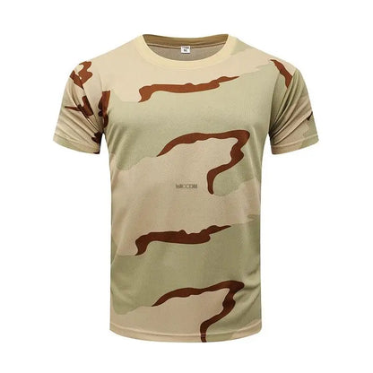 Summer Men's Quick Dry Combat T Shirt Military Jungle Desert Camouflage Tactical Short Sleeve Tough Guy Outdoor Hunting Top 6XL