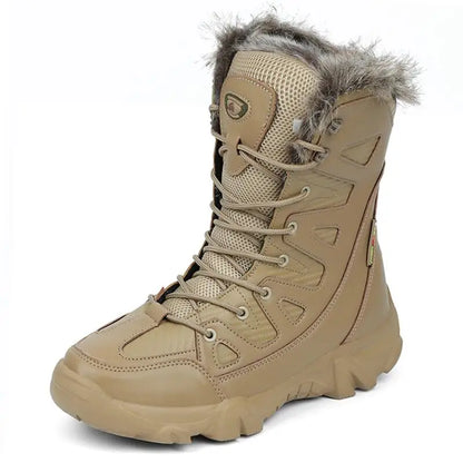 Winter Waterproof Men Boots Plush Super Warm Snow Boots Men Sneakers Ankle Boots Outdoor Desert Combat Army Boots Botas Hombre