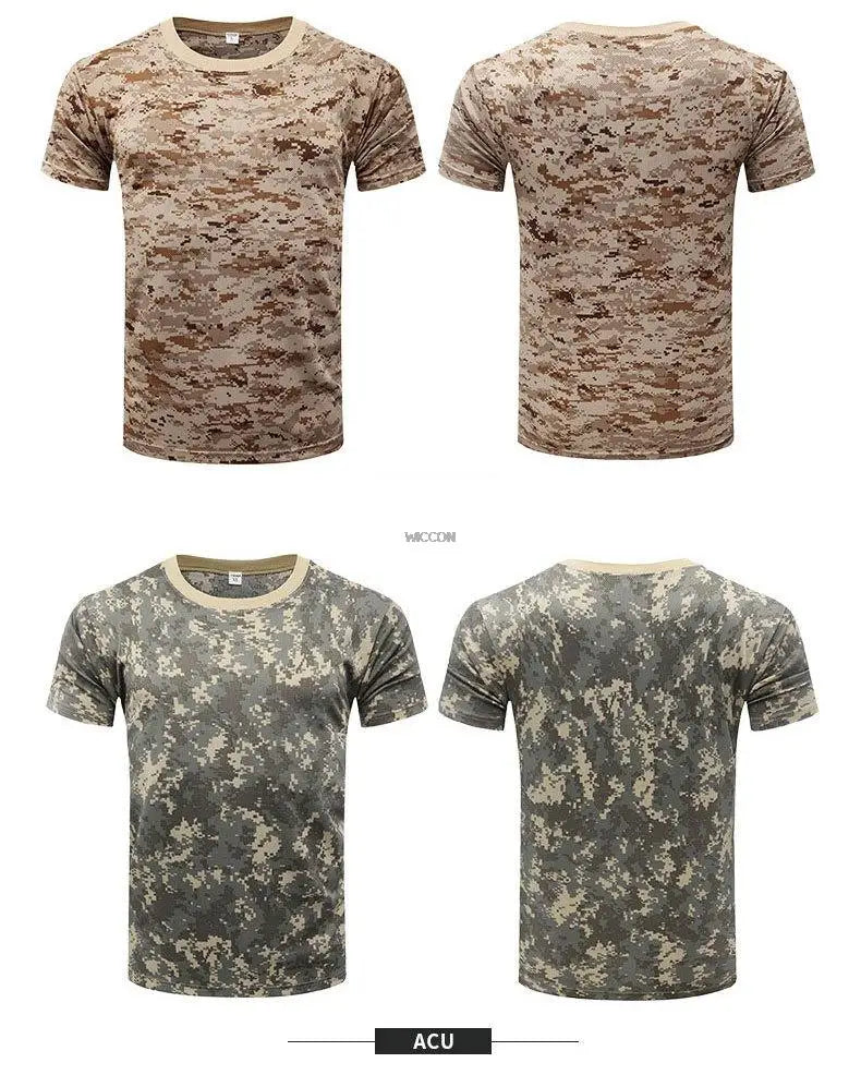 Summer Men's Quick Dry Combat T Shirt Military Jungle Desert Camouflage Tactical Short Sleeve Tough Guy Outdoor Hunting Top 6XL