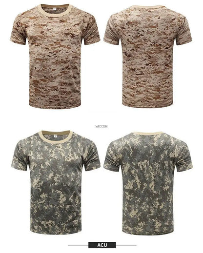 Summer Men's Quick Dry Combat T Shirt Military Jungle Desert Camouflage Tactical Short Sleeve Tough Guy Outdoor Hunting Top 6XL