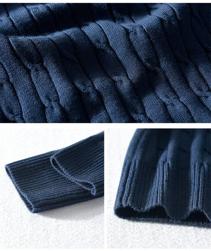 Women's Autumn Knit Sweater Classic Round Neck Long Sleeve Twist Thickening Solid Color Loose Casual Sweater Tops