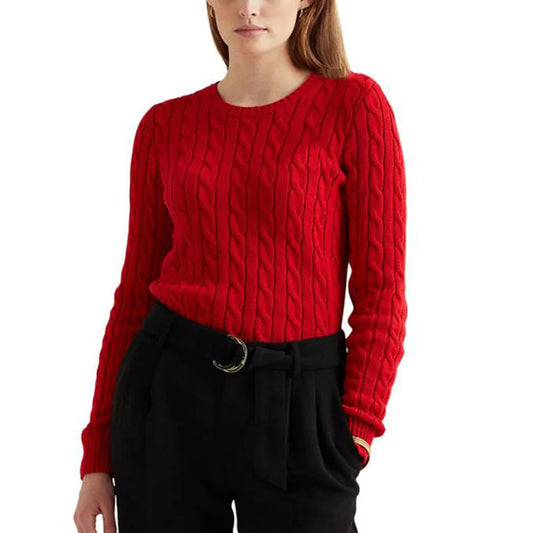 Women's Autumn Knit Sweater Classic Round Neck Long Sleeve Twist Thickening Solid Color Loose Casual Sweater Tops
