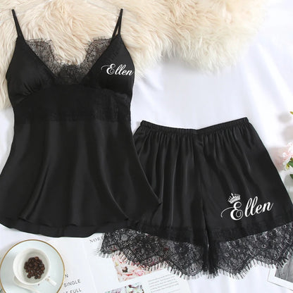 Personalized name Women Kimono Bathrobe Bride Bridesmaid Wedding Robe Set Lace Trim Sleepwear Casual Home Clothes Nightwear