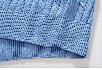 Women's Autumn Knit Sweater Classic Round Neck Long Sleeve Twist Thickening Solid Color Loose Casual Sweater Tops