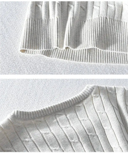 Women's Autumn Knit Sweater Classic Round Neck Long Sleeve Twist Thickening Solid Color Loose Casual Sweater Tops