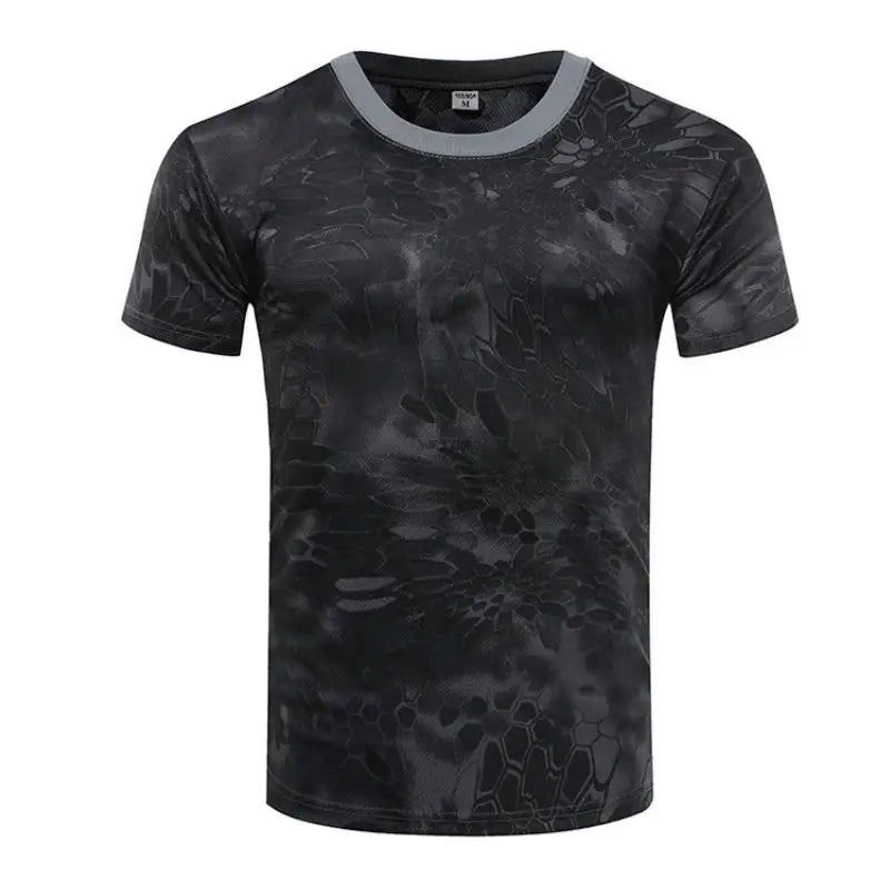 Summer Men's Quick Dry Combat T Shirt Military Jungle Desert Camouflage Tactical Short Sleeve Tough Guy Outdoor Hunting Top 6XL