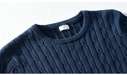 Women's Autumn Knit Sweater Classic Round Neck Long Sleeve Twist Thickening Solid Color Loose Casual Sweater Tops