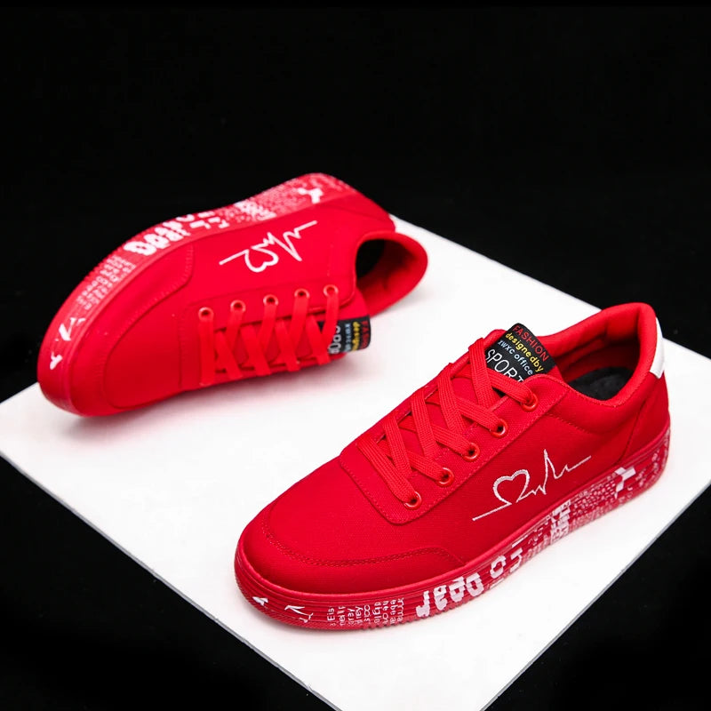 TUINANLE Sneakers Women Fashion Vulcanized Shoes Ladies Lace-up Casual Shoes Breathable Canvas Lover Shoes Graffiti Flat