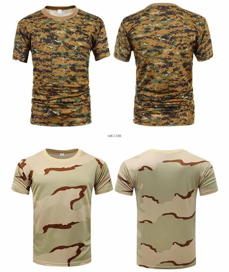 Summer Men's Quick Dry Combat T Shirt Military Jungle Desert Camouflage Tactical Short Sleeve Tough Guy Outdoor Hunting Top 6XL