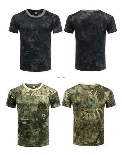 Summer Men's Quick Dry Combat T Shirt Military Jungle Desert Camouflage Tactical Short Sleeve Tough Guy Outdoor Hunting Top 6XL