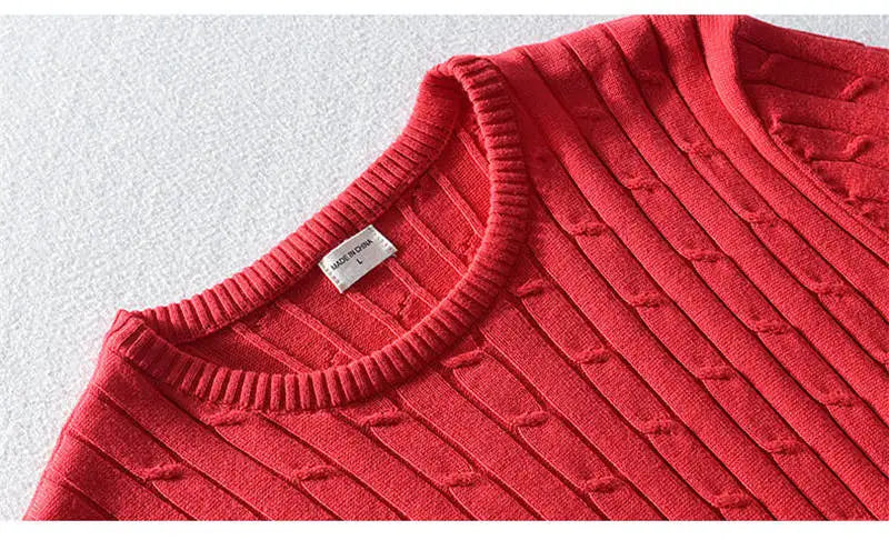 Women's Autumn Knit Sweater Classic Round Neck Long Sleeve Twist Thickening Solid Color Loose Casual Sweater Tops