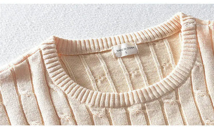 Women's Autumn Knit Sweater Classic Round Neck Long Sleeve Twist Thickening Solid Color Loose Casual Sweater Tops