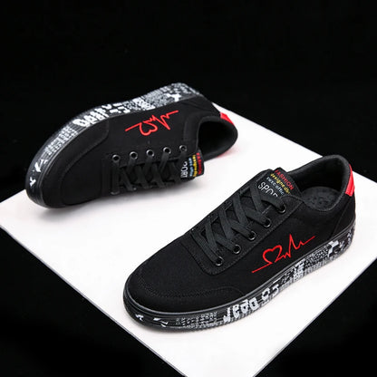 TUINANLE Sneakers Women Fashion Vulcanized Shoes Ladies Lace-up Casual Shoes Breathable Canvas Lover Shoes Graffiti Flat