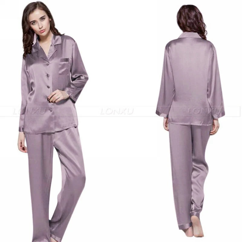 Womens Silk Satin Pajamas Set  Pajama Pyjamas  Set  Sleepwear  Loungewear  S,M, L, XL, 2XL, 3XL  Plus Solid__Fit  All Seasons