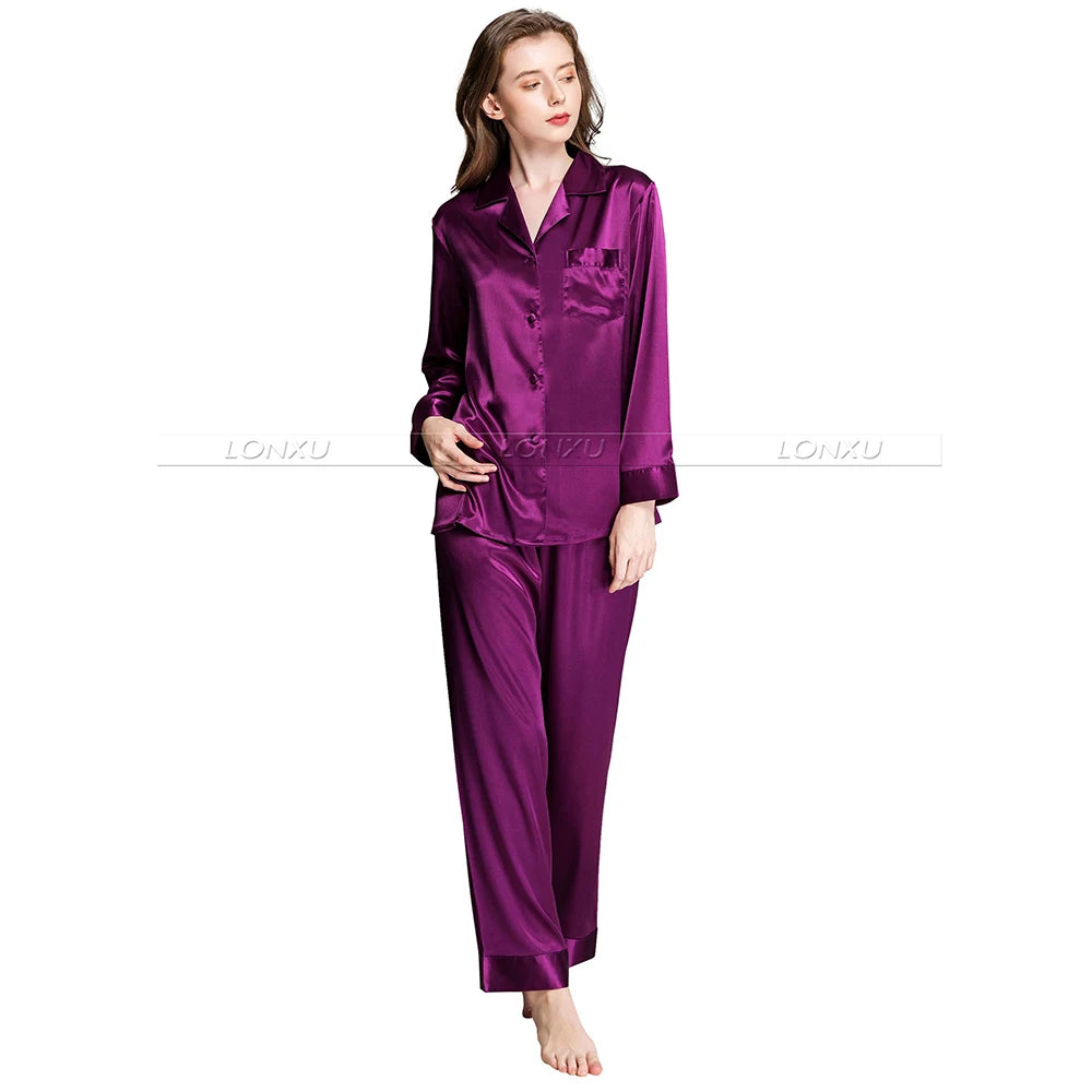 Womens Silk Satin Pajamas Set  Pajama Pyjamas  Set  Sleepwear  Loungewear  S,M, L, XL, 2XL, 3XL  Plus Solid__Fit  All Seasons