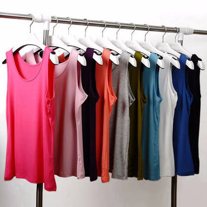 Newest Summer Women Big Yards Colorful Bottoming Shirt Sleeveless U-Shape Vest Loose Plus Size 6XL Solid Casual Womens Tank Tops