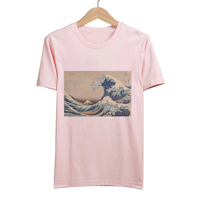 New Summer T-shirt Women Harajuku Vintage Funny Van Gogh Art Oil Painting Lattice Print Jiugongge T Shirt Ulzzang Female T-shirt