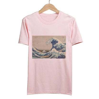 New Summer T-shirt Women Harajuku Vintage Funny Van Gogh Art Oil Painting Lattice Print Jiugongge T Shirt Ulzzang Female T-shirt