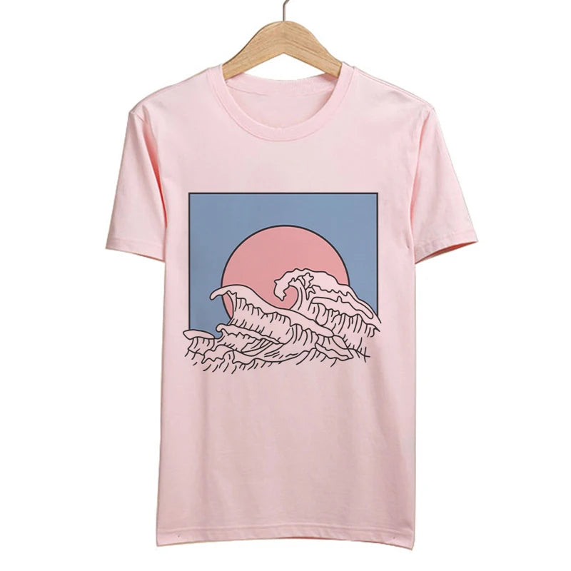New Summer T-shirt Women Harajuku Vintage Funny Van Gogh Art Oil Painting Lattice Print Jiugongge T Shirt Ulzzang Female T-shirt