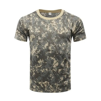 Summer Men's Quick Dry Combat T Shirt Military Jungle Desert Camouflage Tactical Short Sleeve Tough Guy Outdoor Hunting Top 6XL