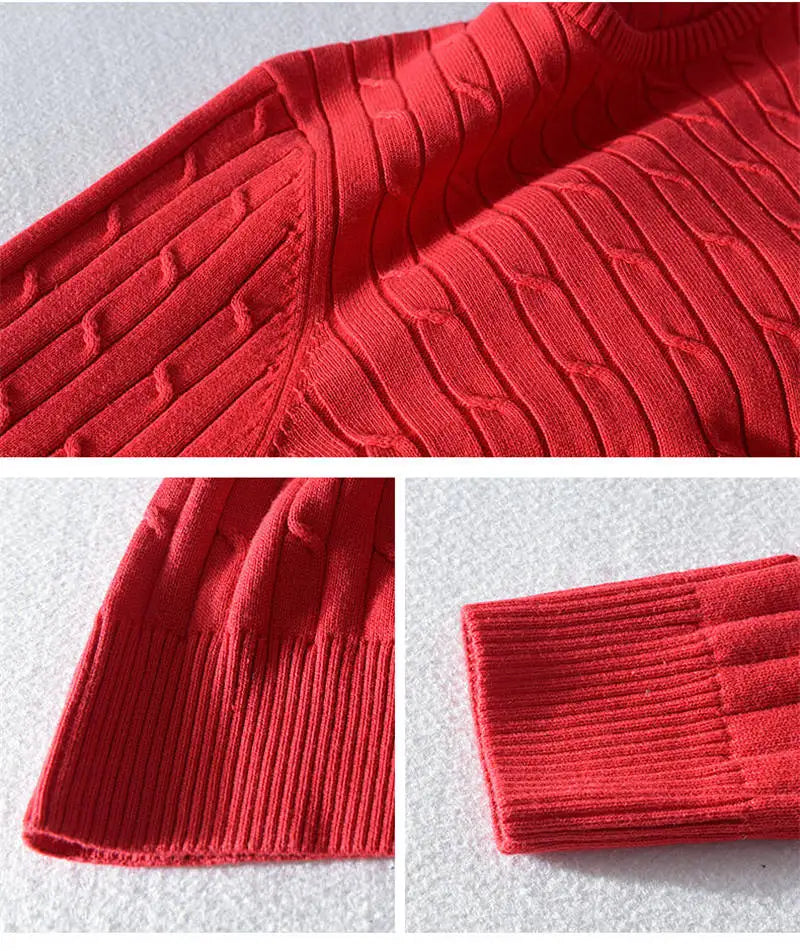 Women's Autumn Knit Sweater Classic Round Neck Long Sleeve Twist Thickening Solid Color Loose Casual Sweater Tops