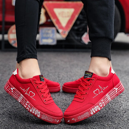 TUINANLE Sneakers Women Fashion Vulcanized Shoes Ladies Lace-up Casual Shoes Breathable Canvas Lover Shoes Graffiti Flat