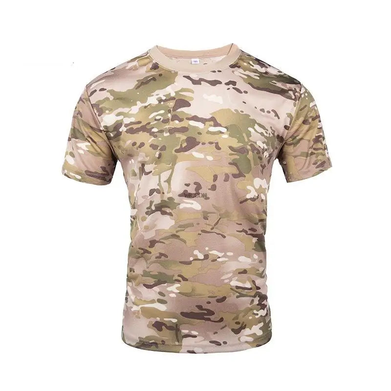 Summer Men's Quick Dry Combat T Shirt Military Jungle Desert Camouflage Tactical Short Sleeve Tough Guy Outdoor Hunting Top 6XL