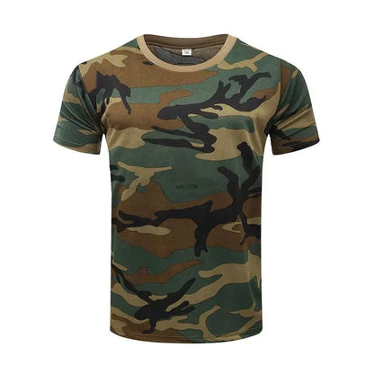 Summer Men's Quick Dry Combat T Shirt Military Jungle Desert Camouflage Tactical Short Sleeve Tough Guy Outdoor Hunting Top 6XL