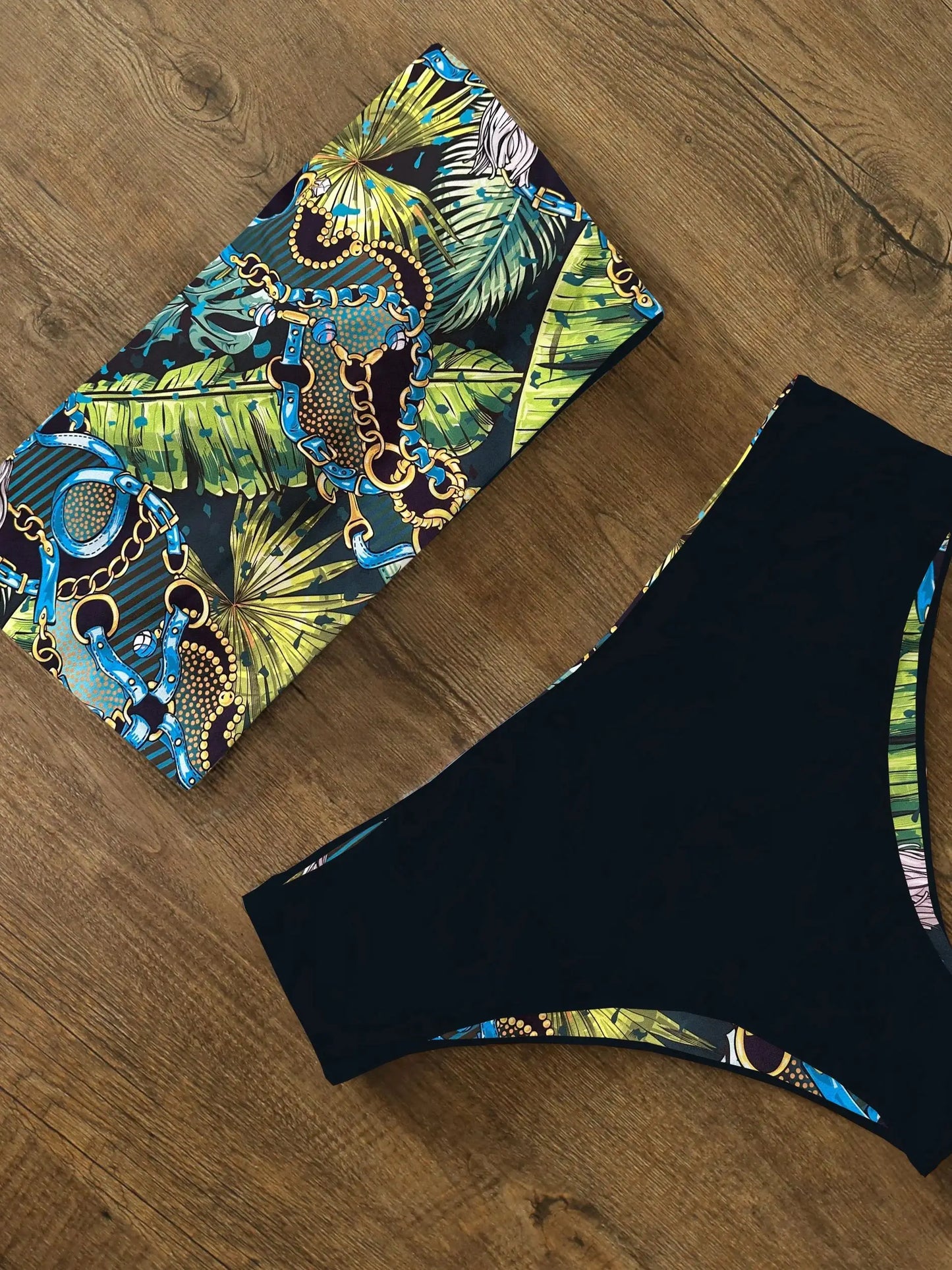 Bikini Swimwear Swimsuit Women Print High Waist Bikini Set Back Cross Bandeau Bathing Suit Female Beach Wear Biquini