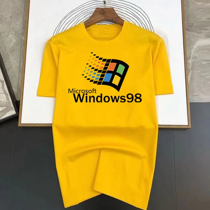 Windows 98 T Shirt Men Women's Crewneck 100% Cotton Windows98 Classic Computer System Tee Shirts Gift Idea Clothes