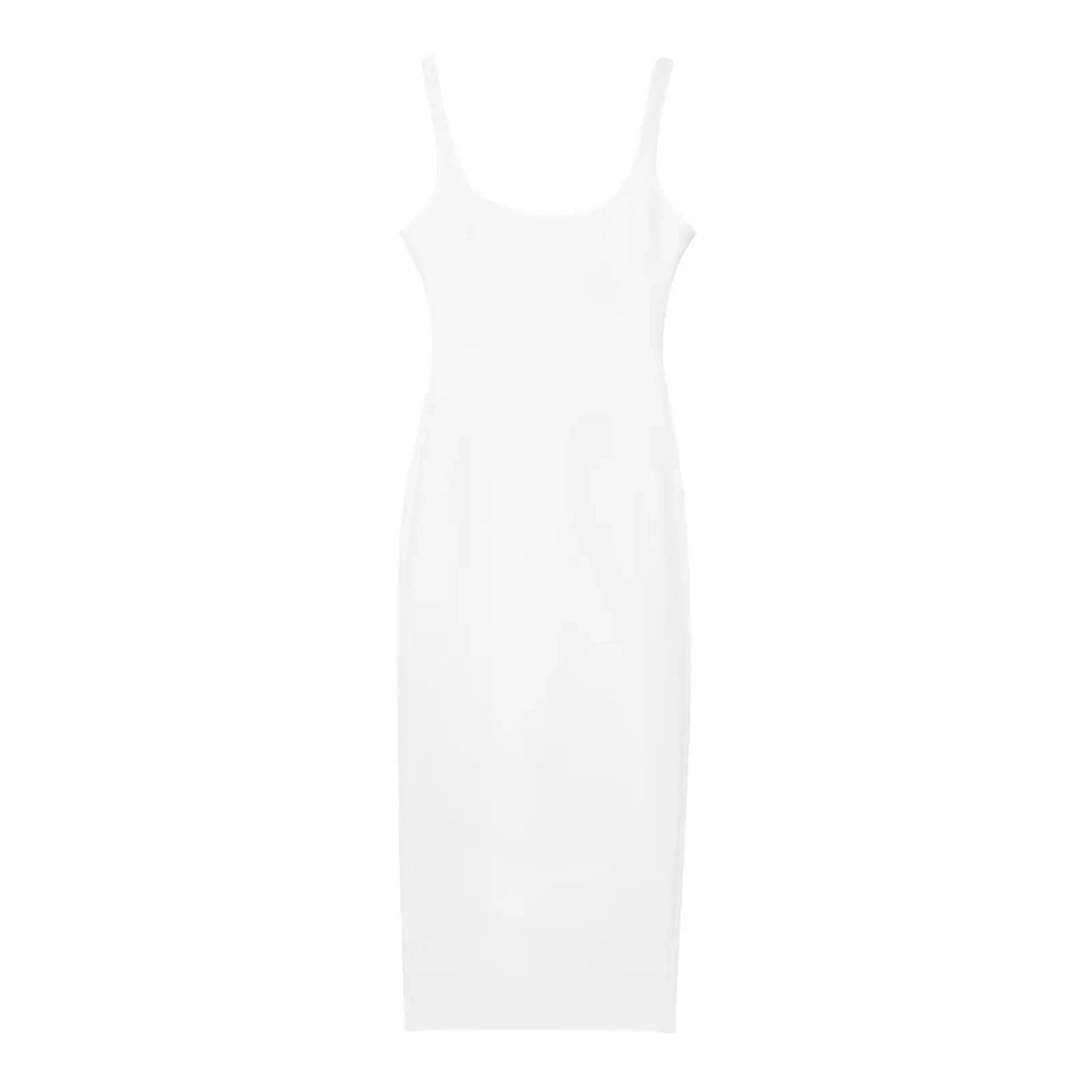 HH Female Summer Fashion Skinny Midi Dress Strap O-Neck Solid Sexy Elegant Evening Sleeveless Backless Chic Long Dresses
