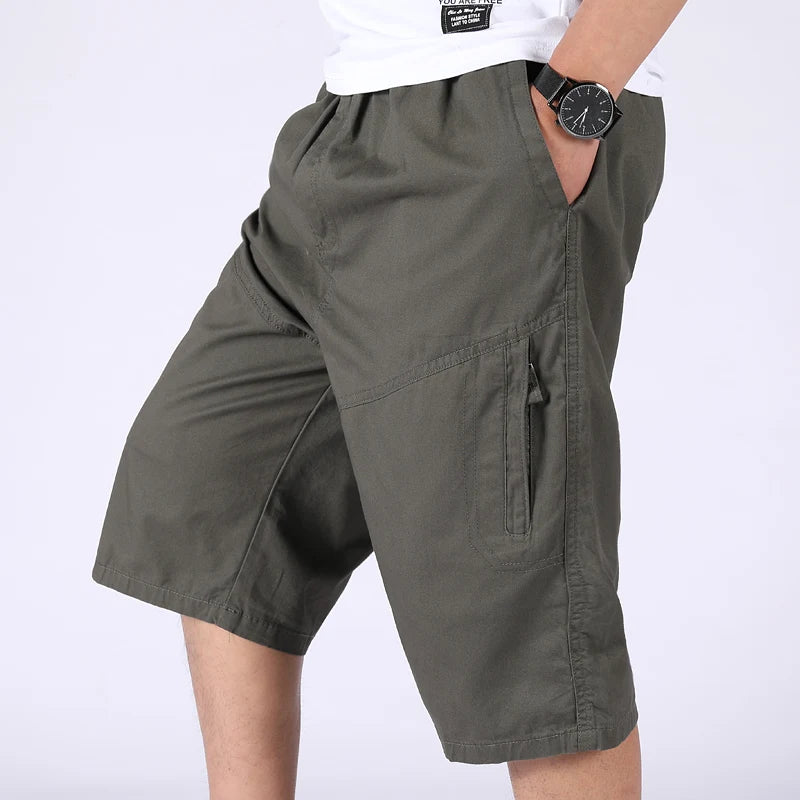 Loose Casual Men Cargo Shorts Summer Pants Elastic Waist Large Size Outdoor Jogging Sweatpants Trend Multi Pockets Short Pants