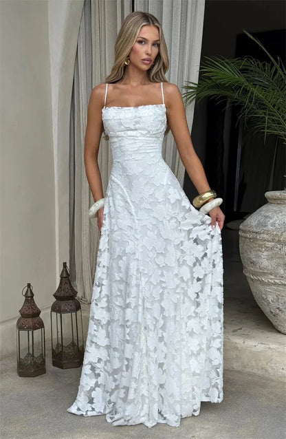 Spaghetti Strap Backless Sexy Maxi Dress Women Gown Fashion Off-shoulder Sleeveless Lace-up Evening Club Party Dress