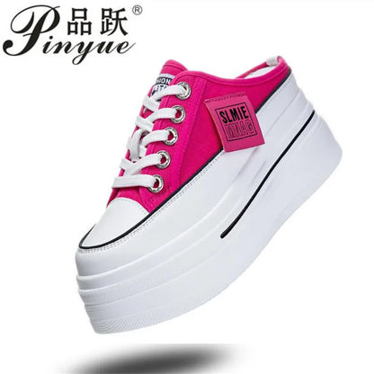Summer White Korean Version of The Thick-soled Women's Vulcanized Shoes Fashion Mesh Breathable Non-slip Baotou Slippers 34-40
