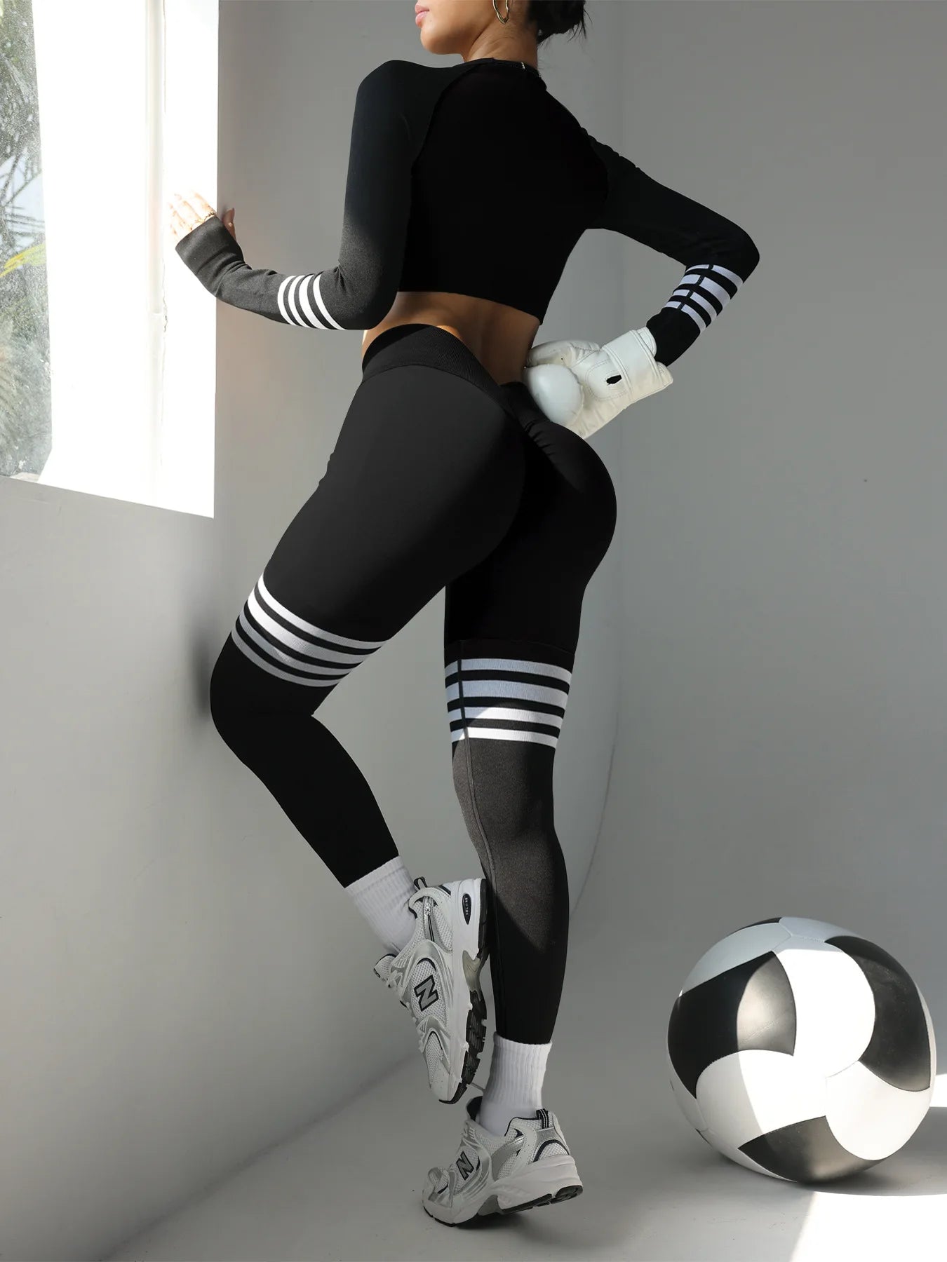 Women Gym Sets V Back Leggings Casual T Shirt Crop Tops Tracksuits Sports Suits Workout Athletic Yoga Pants Training Sportswear