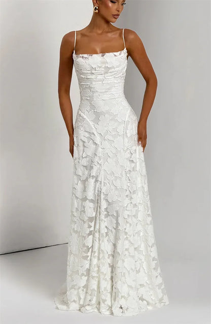 Spaghetti Strap Backless Sexy Maxi Dress Women Gown Fashion Off-shoulder Sleeveless Lace-up Evening Club Party Dress