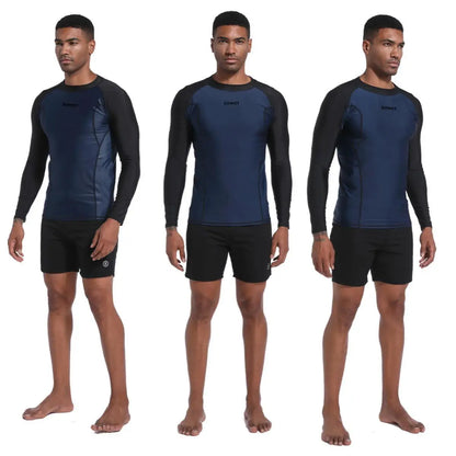 HOT Men Swimsuit Swimming T-shirt Beach UV Protection Swimwear Rash Guard Long Sleeve Surfing Diving Swimsuit Surf T-shirt 6XL