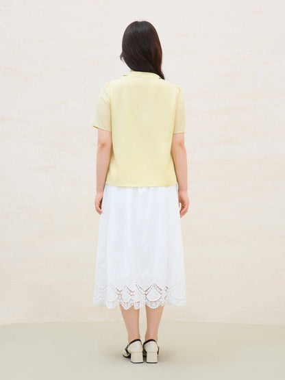 DUSHU 2025 Summer Women's Detachable Tie Blouse - Minimalist Office Wear with Flattering Silhouette & Versatile Styling