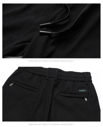 Elastic Waist Casual Pants Men Joggers Loose Fit Straight Pants Spring Autumn Male Trousers Large Size Black Grey