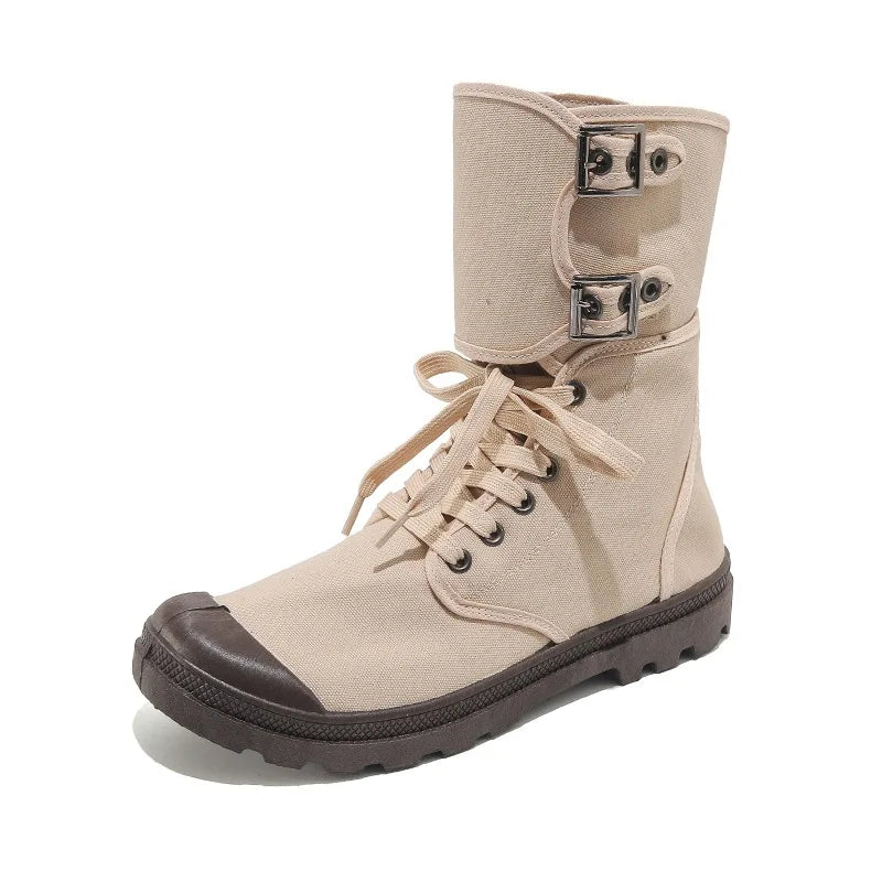 Men's High-top Canvas Boots Breathable Casual Boot Outdoor Desert Boots Non Slip Hiking Boots for Men New Sneakers Botas Hombre