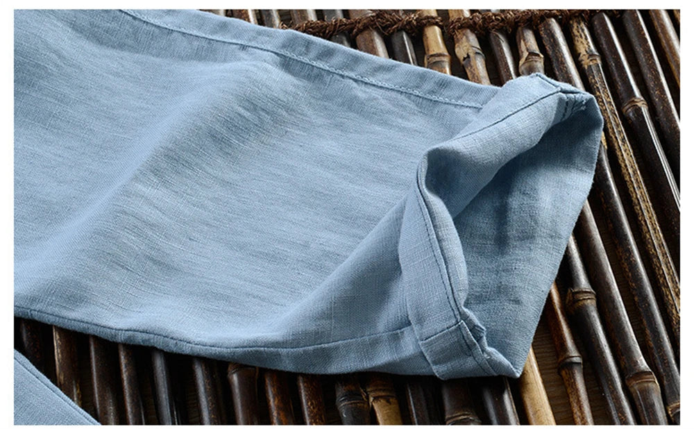 2025 Summer men's Linen pants Thin Breathable Spring solid Beach Trousers for men Elasticated waist white man Casual pants